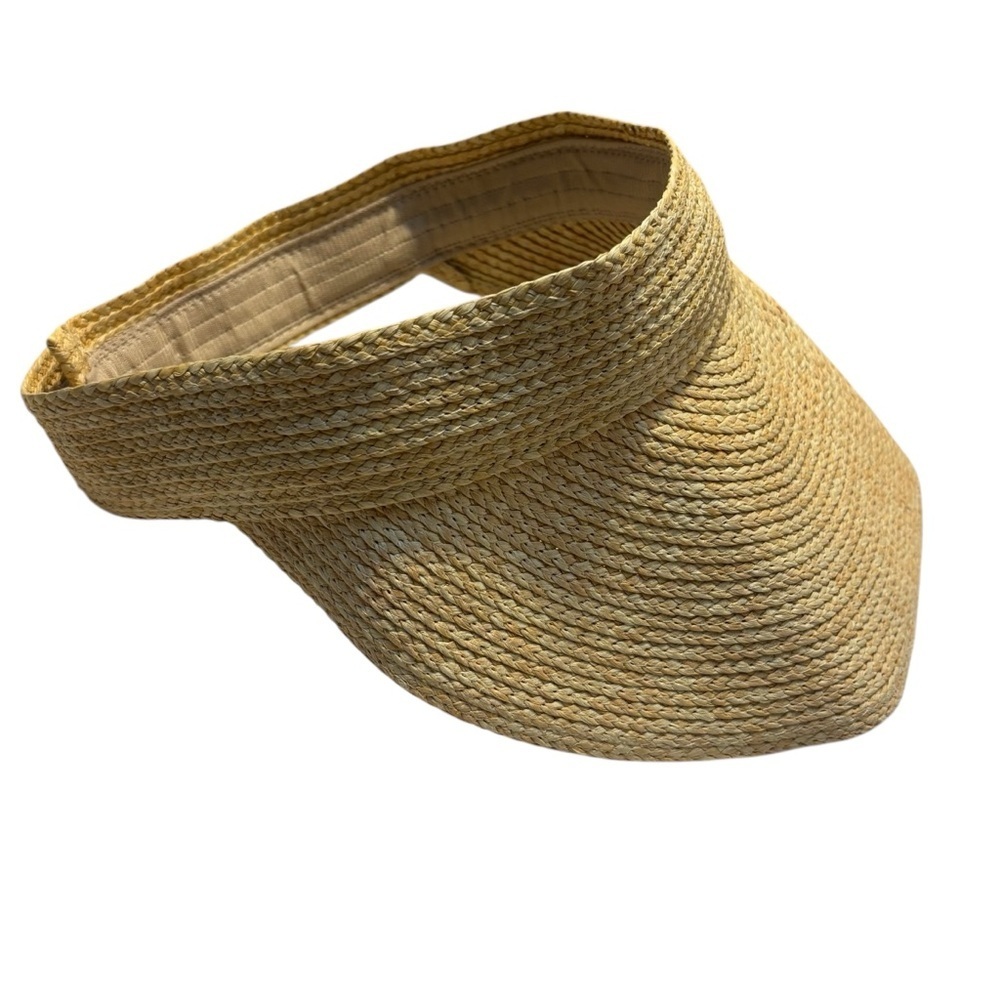 NEW Visor Tan Woven Hat Straw Fold-Up Travel Beige Sun Protection